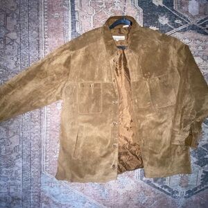 Perry Ellis portfolio Men’s XL Brown genuine Pigskin leather jacket zip front